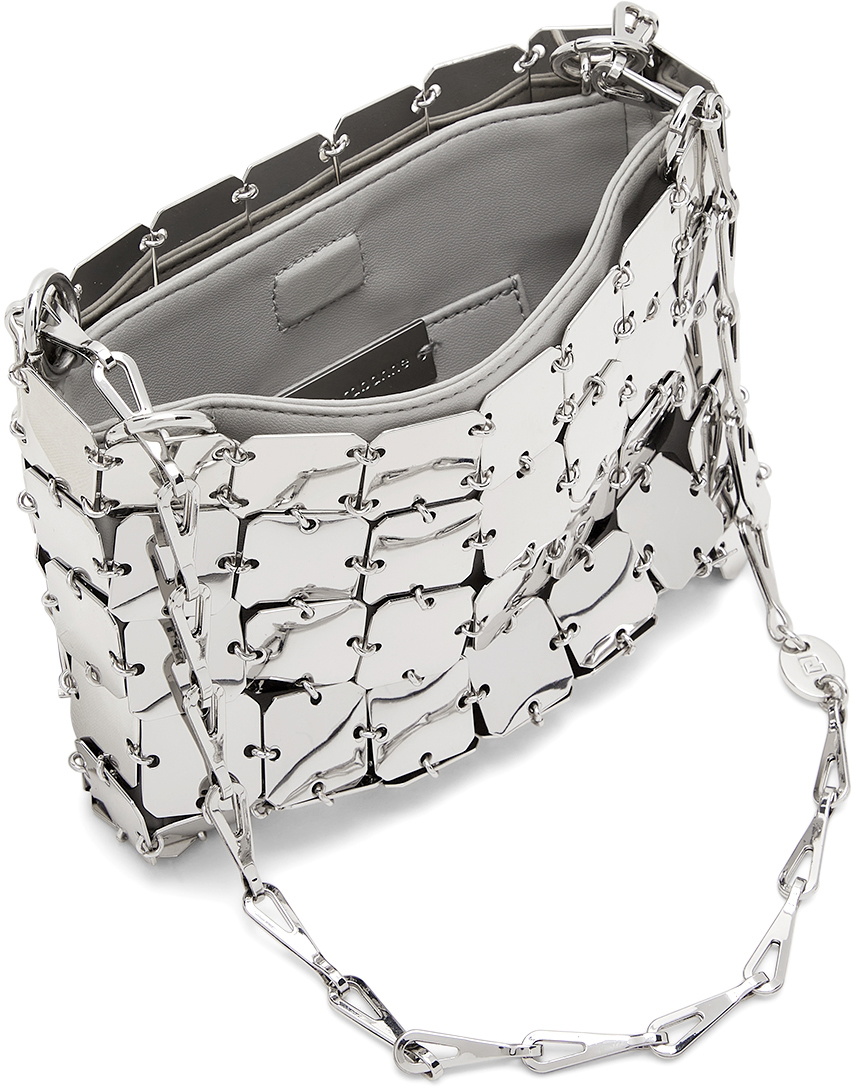 Paco Rabanne Silver Metallic Nano Square Shoulder Bag Paco Rabanne