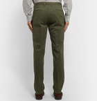 Incotex - Anthracite Slim-Fit Stretch-Cotton Twill Trousers - Green