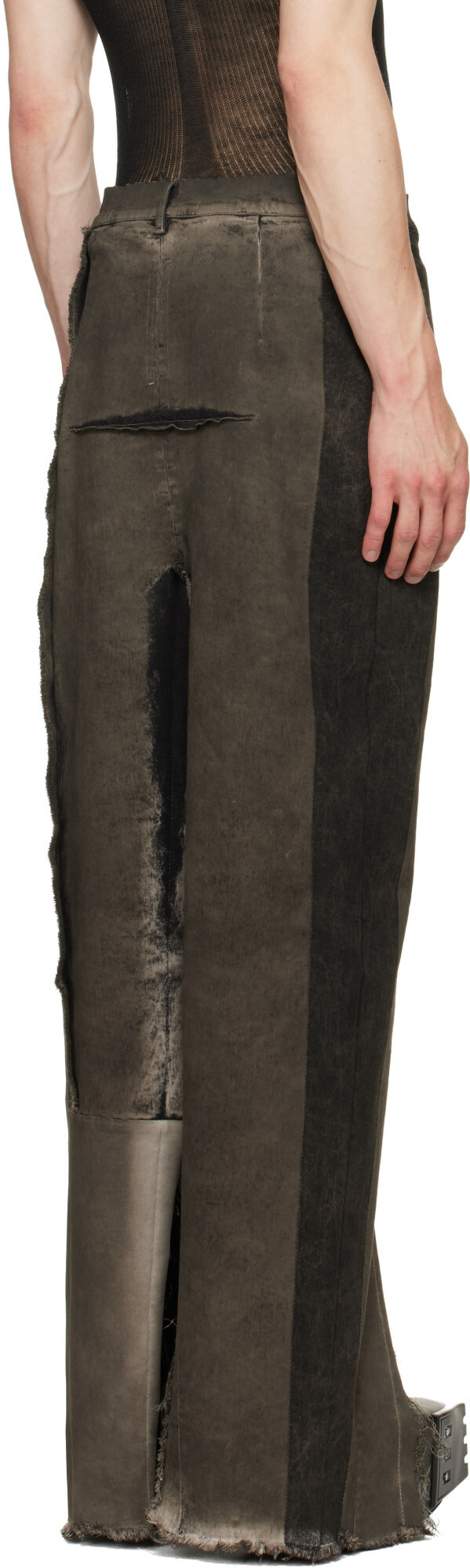 Rick Owens Gray Tower Sliced Denim Maxi Skirt