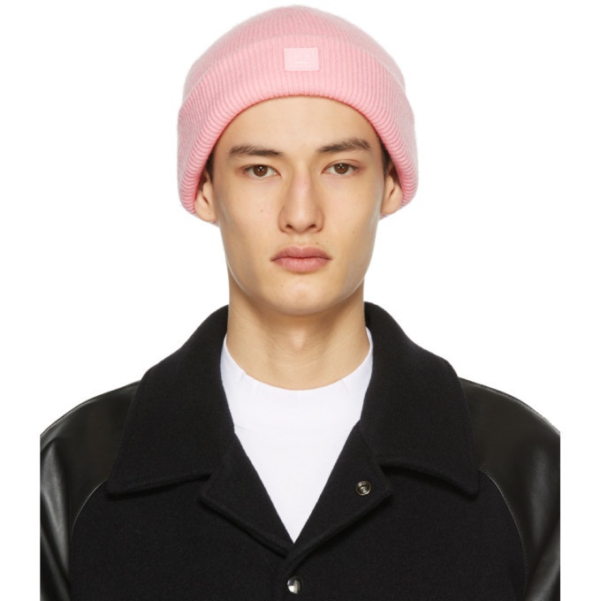 Photo: Acne Studios SSENSE Exclusive Pink Wool Patch Beanie