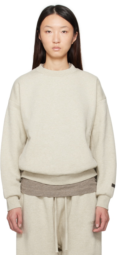 Photo: Fear of God ESSENTIALS Beige Classic Fit Crewneck Sweatshirt