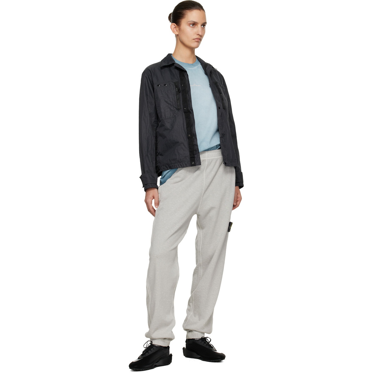 Stone Island Black 6200012 Malfilé Fleece 'Old' Effect Sweatpants