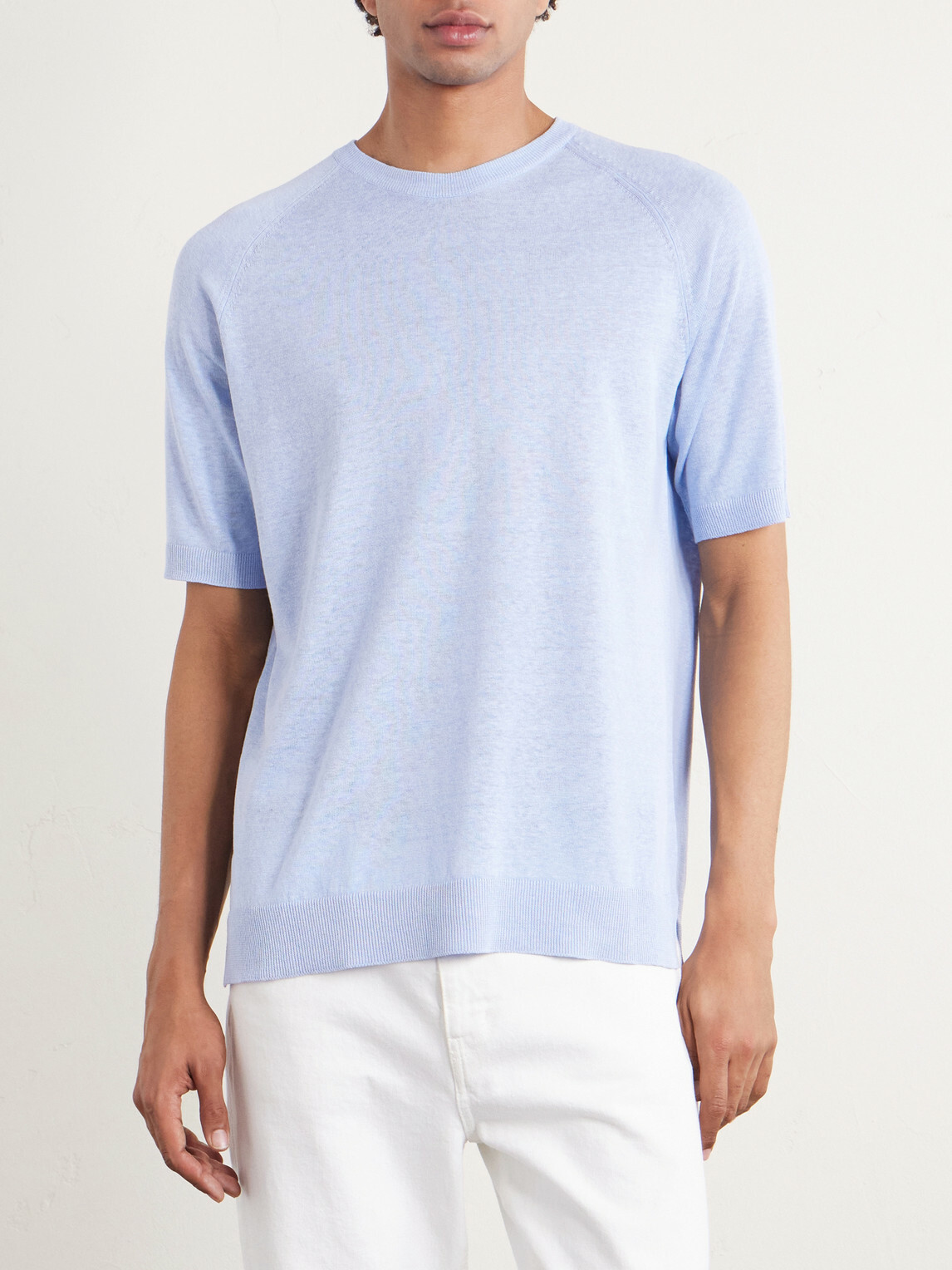 PIACENZA 1733 - Silk and Linen-Blend T-Shirt - Blue