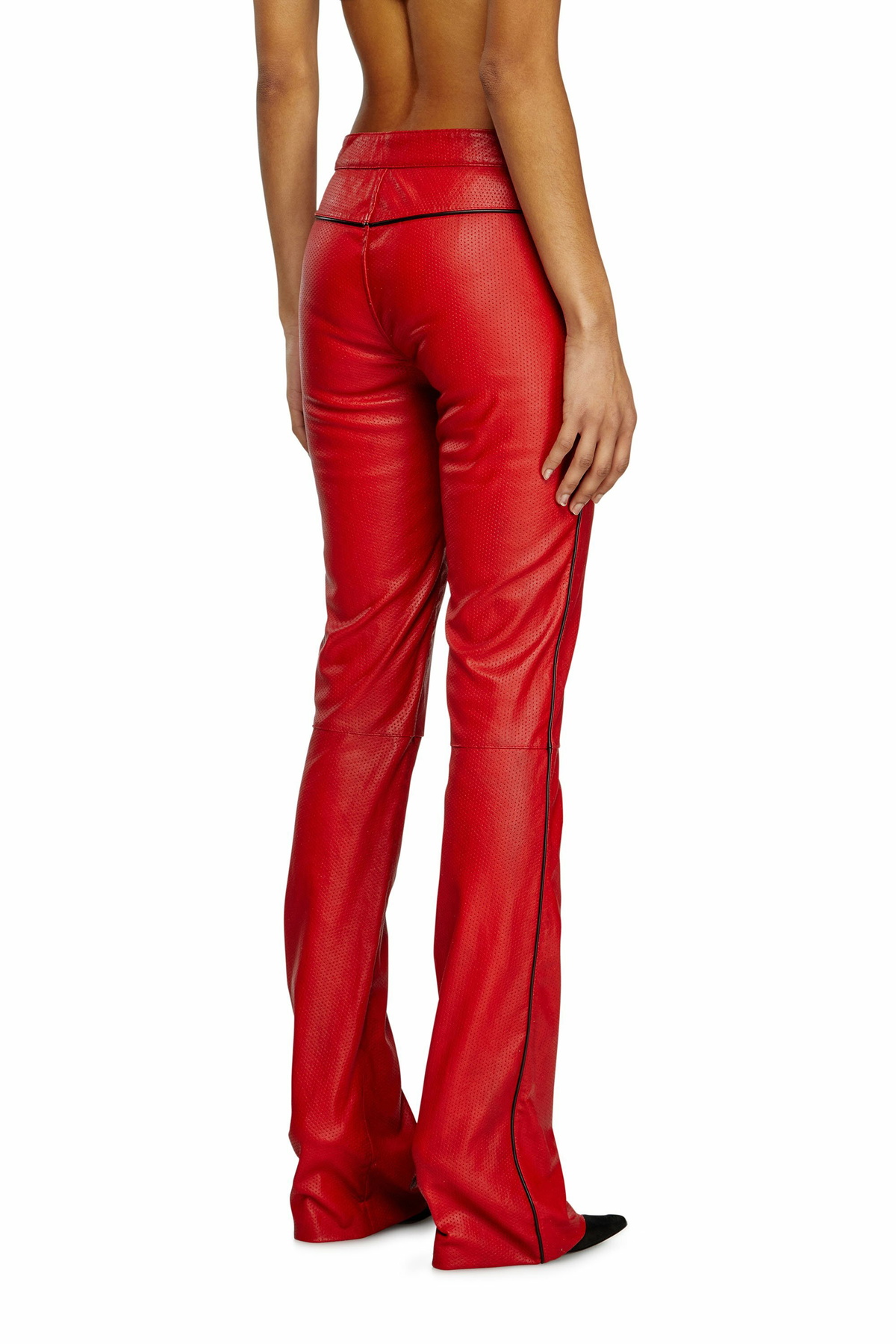 Diesel Biker pants in perforated stretch leather - Pants Womens in Red
