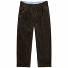 Beams Plus Men's 2 Pleat Corduroy Pant in Dark Brown