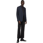 Maison Margiela Navy Wool Collarless Blazer