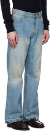 Tonywack Blue Flared-Leg Reconstructed Jeans