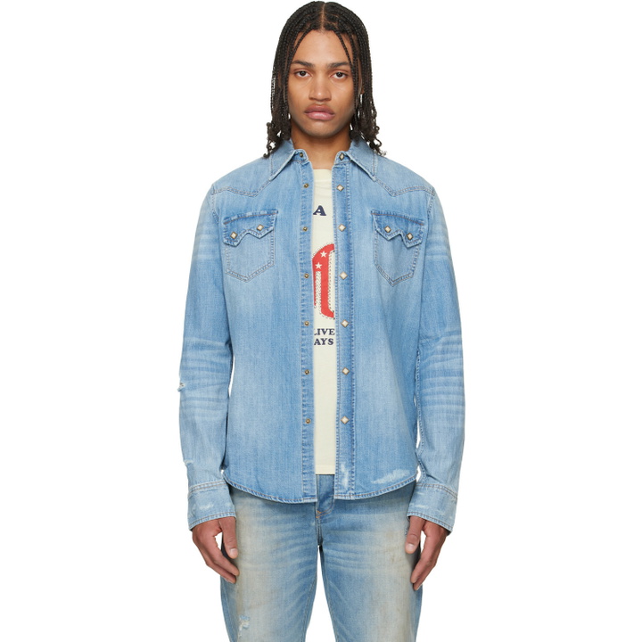 Photo: COÛT DE LA LIBERTÉ Blue Max Rigid Denim Western Shirt