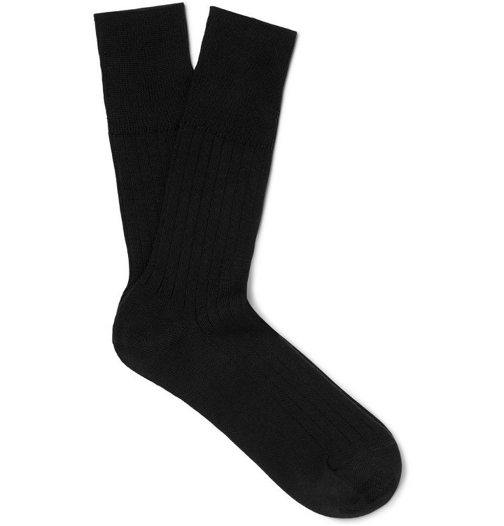 Photo: Mr P. - Ribbed Cotton-Blend Socks - Men - Black