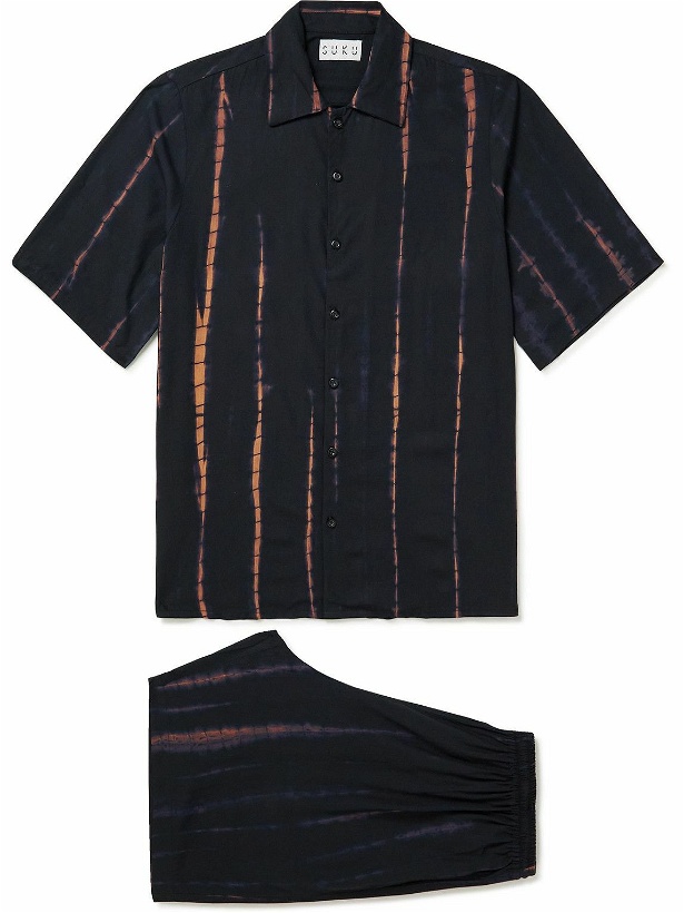 Photo: SUKU - Tie-Dyed Bamboo-Jersey Pyjama Set - Black