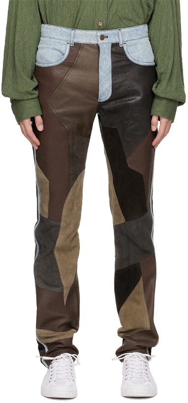 Photo: Acne Studios Brown Patchwork Leather Pants