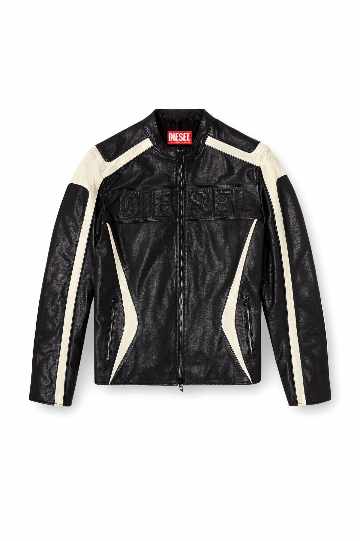 Diesel Colour-block leather biker jacket - Leather jackets Mens in