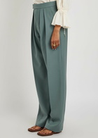 Chloe Pleated Straight-leg Wool Trousers Grey