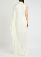 Stella Mccartney Draped Asymmetric Satin-crepe Gown Cream