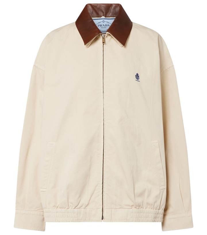 Photo: Prada Leather-trimmed oversized cotton blouson jacket