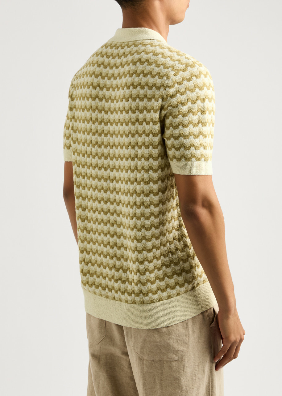 Fred Perry Striped Bouclé-knit Polo Shirt Cream
