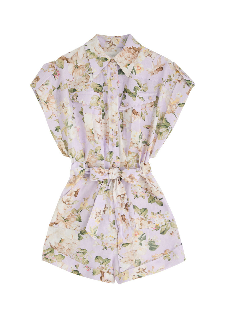 VIP【関税送料無料】希少 ZIMMERMANN ACACIA PRINTED PLAYSUIT Zimmermann Acacia Floral-print Linen Playsuit Multi Floral