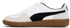 PUMA White & Gray Palermo Leather Sneakers