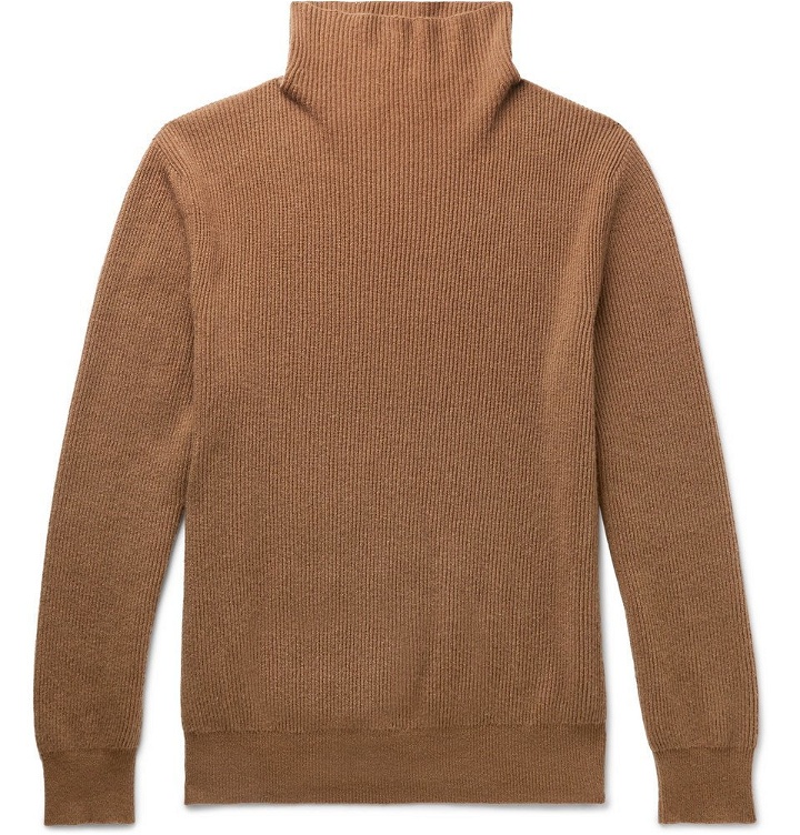Photo: The Row - Daniel Ribbed Cashmere Rollneck Sweater - Camel