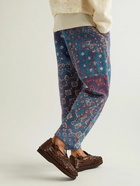 Karu Research - Straight-Leg Upcycled Embroidered Quilted Cotton Trousers - Blue