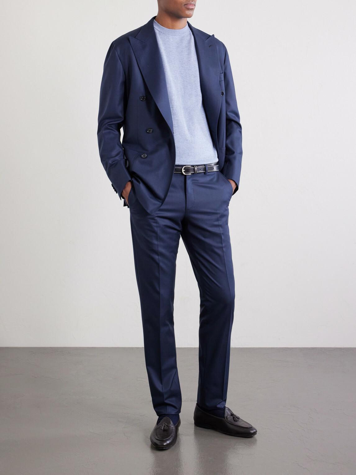 Brioni - Straight-Leg Wool Trousers - Blue