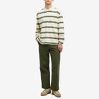 Uniform Bridge Men's Stripe Longsleeve Polo Shirt in Ivory