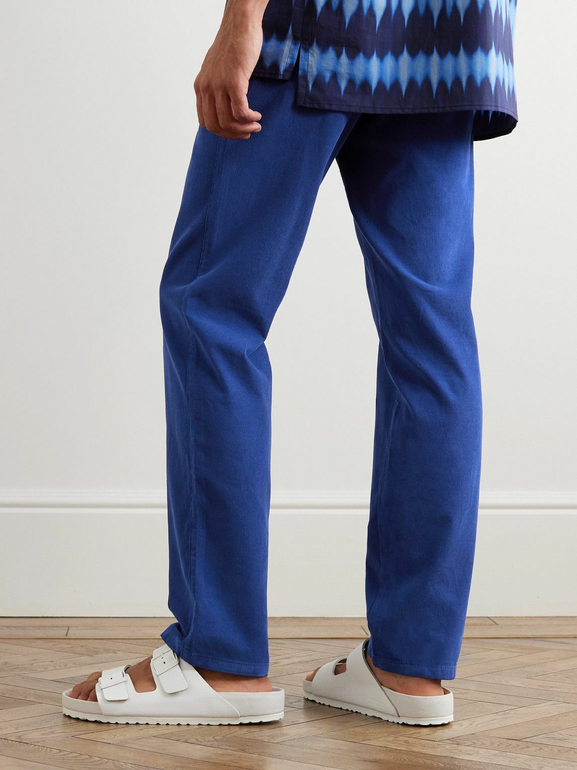 La Paz - Beach Tapered Cotton-Corduroy Drawstring Trousers - Blue