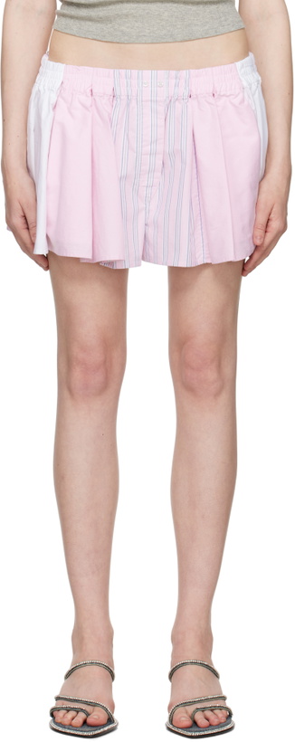 Photo: Alexander Wang Pink & White Cotton Oxford Boxer Shorts
