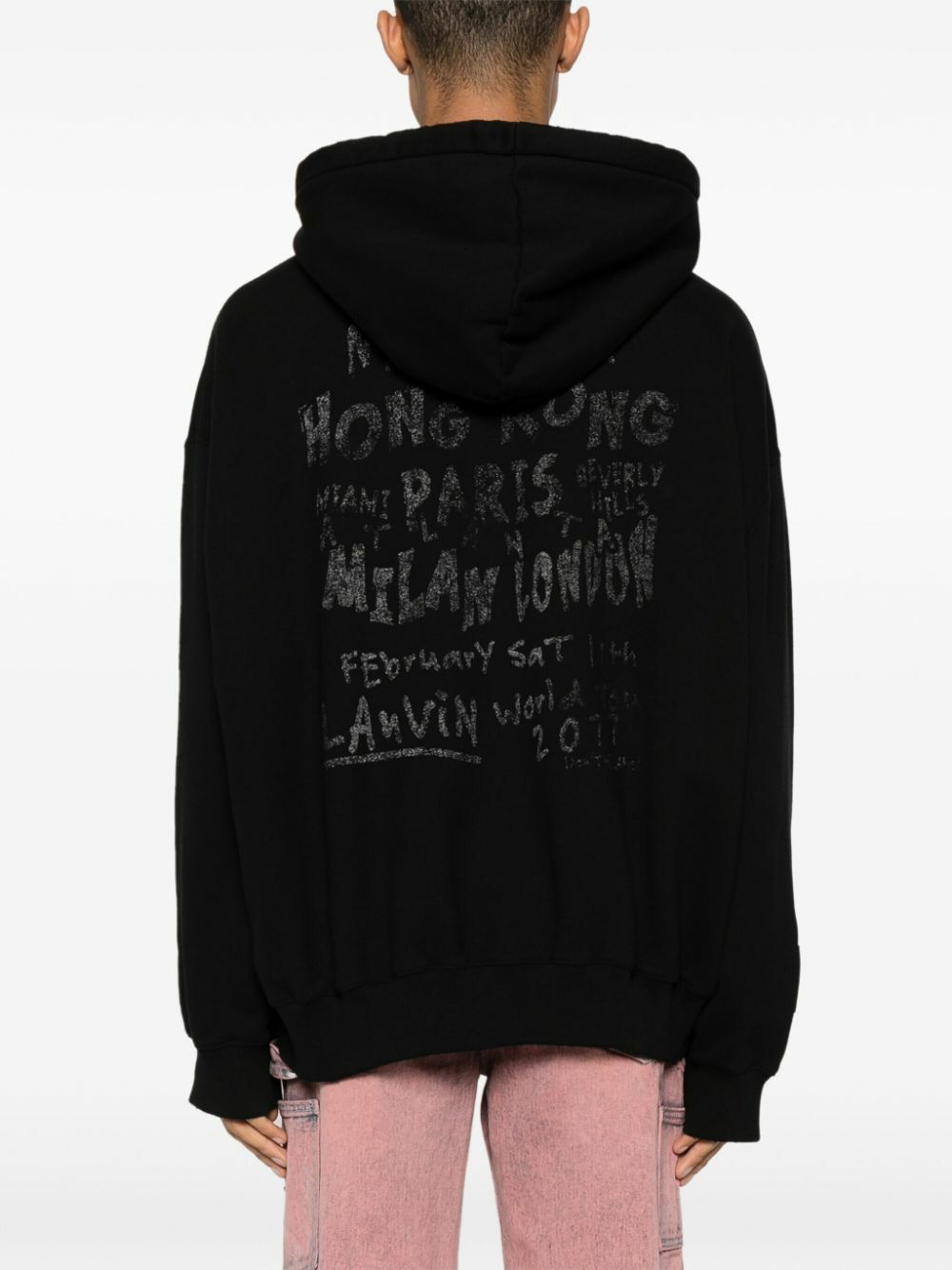 【LANVIN】GRAPHIC LOGO HOODIE BLACK Lanvin Black Graphic Print Cotton Hoodie Lanvin