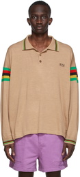 Bode SSENSE Exclusive Tan Cycling Jersey Long Sleeve Polo