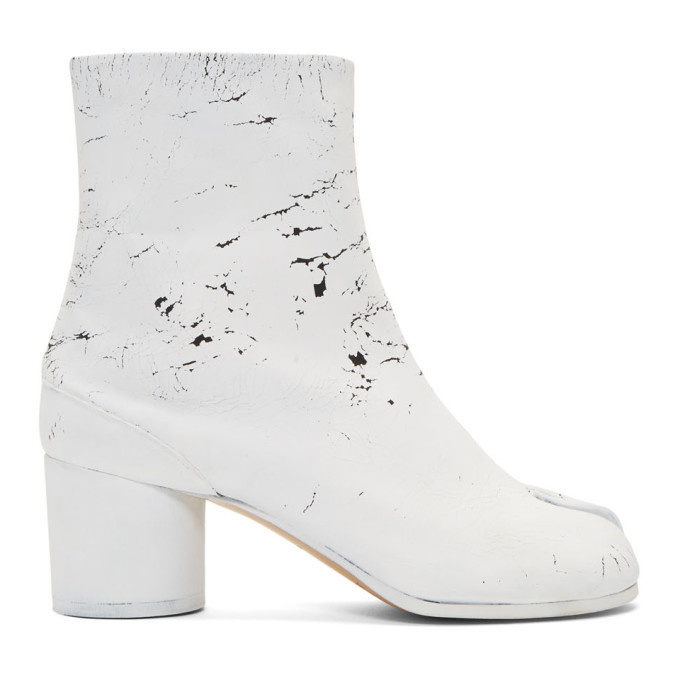 Photo: Maison Margiela SSENSE Exclusive Black White-Out Tabi Boots