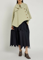 A.W.A.K.E Mode Asymmetric Gabardine Trench Jacket Khaki
