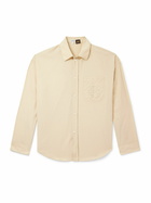 LOEWE - Paula's Ibiza Logo-Embroidered Crinkled Cotton-Blend Shirt - Neutrals