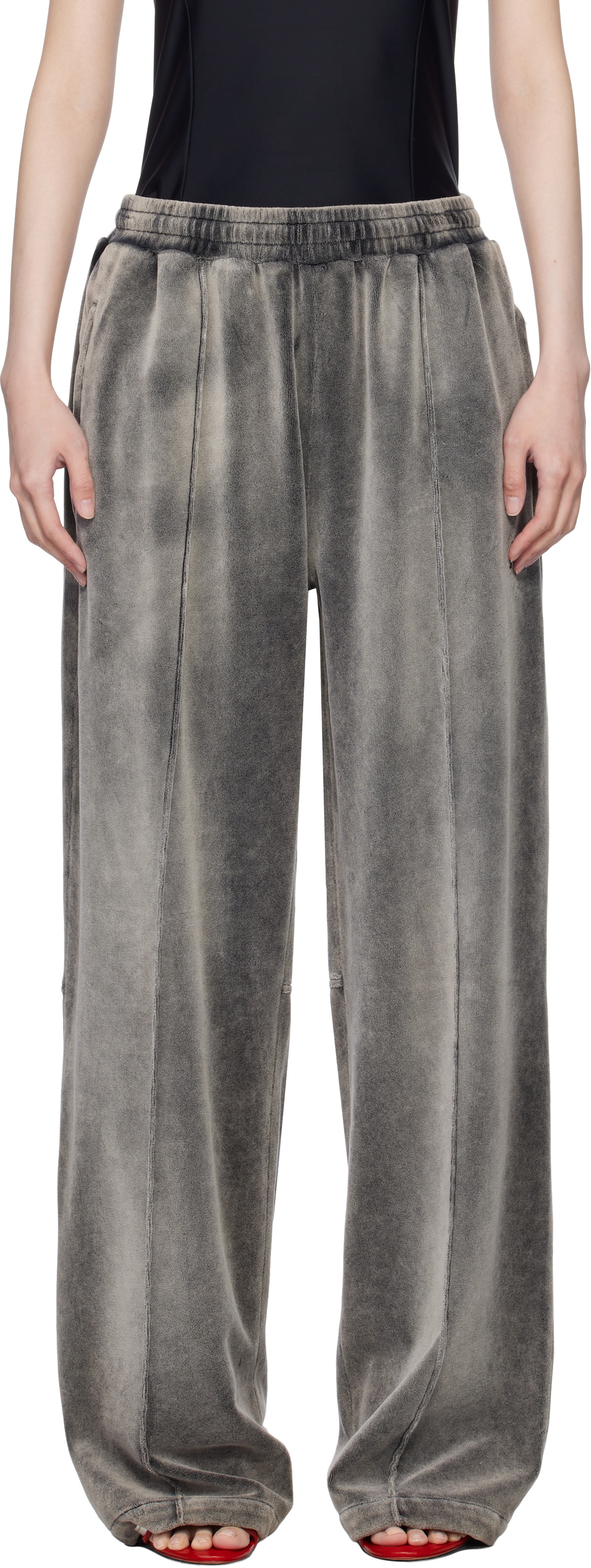 alexanderwang.t Gray Crushed Velour Lounge Pants