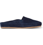 Mulo - Suede Backless Loafers - Navy