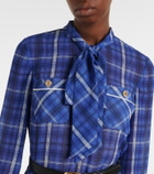 Self-Portrait Belted checked chiffon midi dress