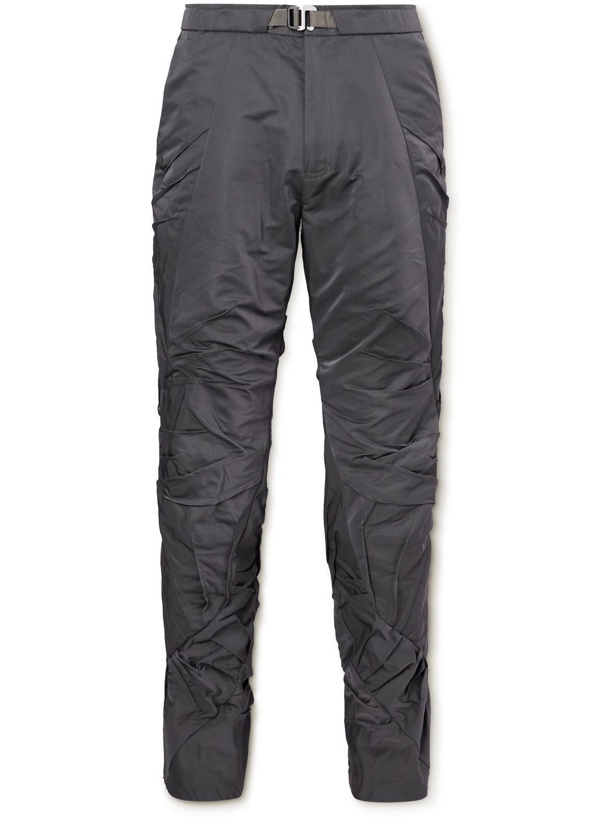Photo: POST ARCHIVE FACTION - 4.0 Left Straight-Leg Panelled Ruched Tech-Shell Trousers - Gray
