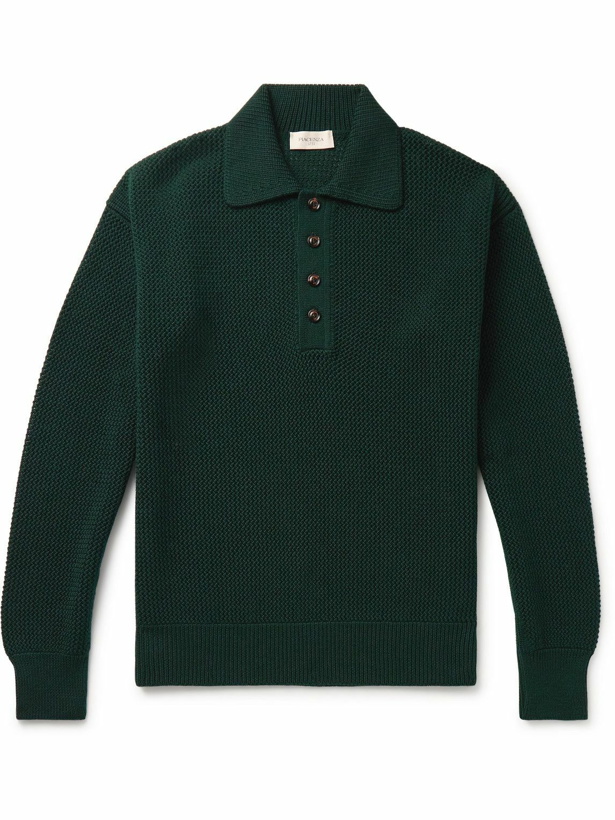 Photo: PIACENZA 1733 - Textured-Knit Virgin Wool Polo Shirt - Green