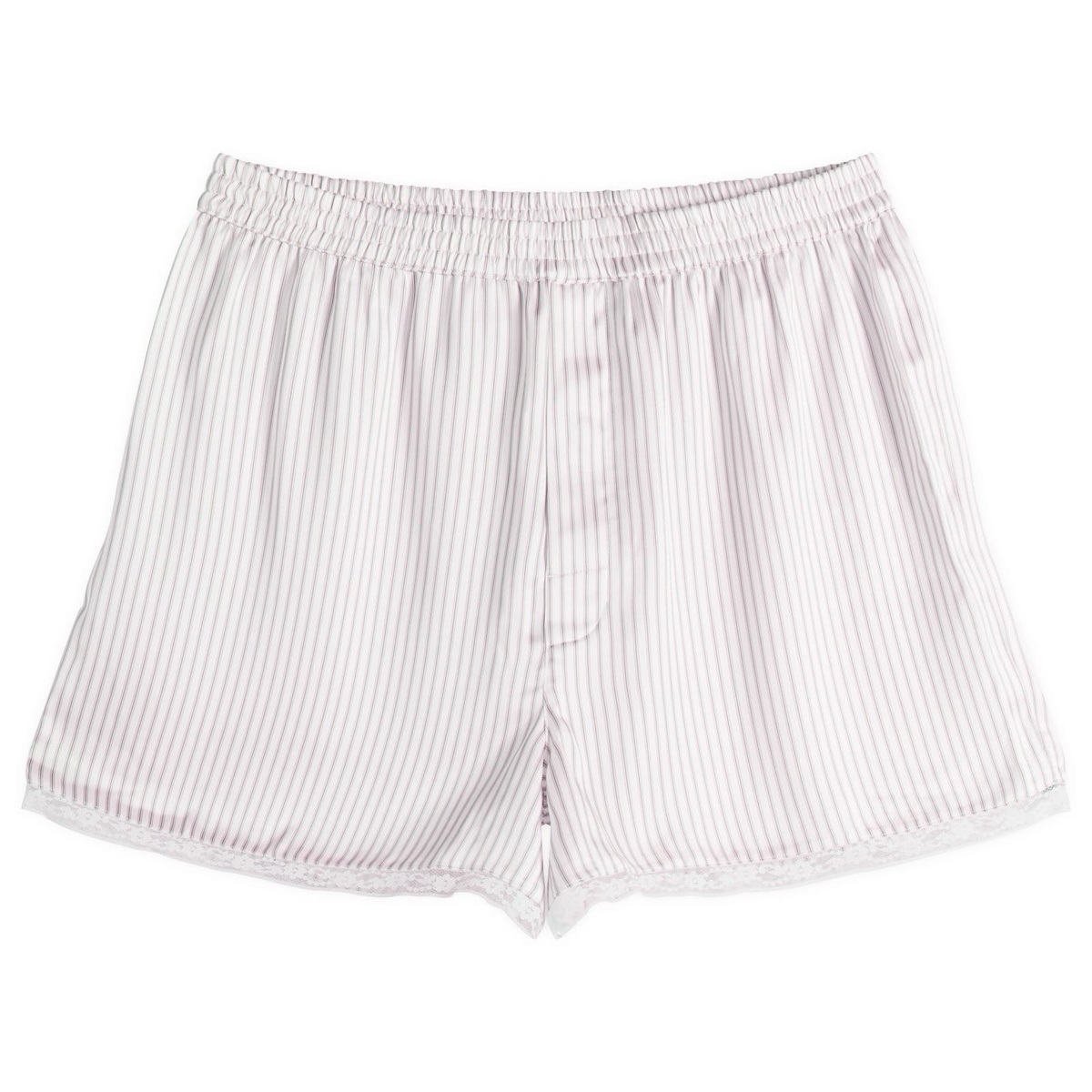 SKIMS Women's Woven Shine Boxer With Lace in Silver Stripe