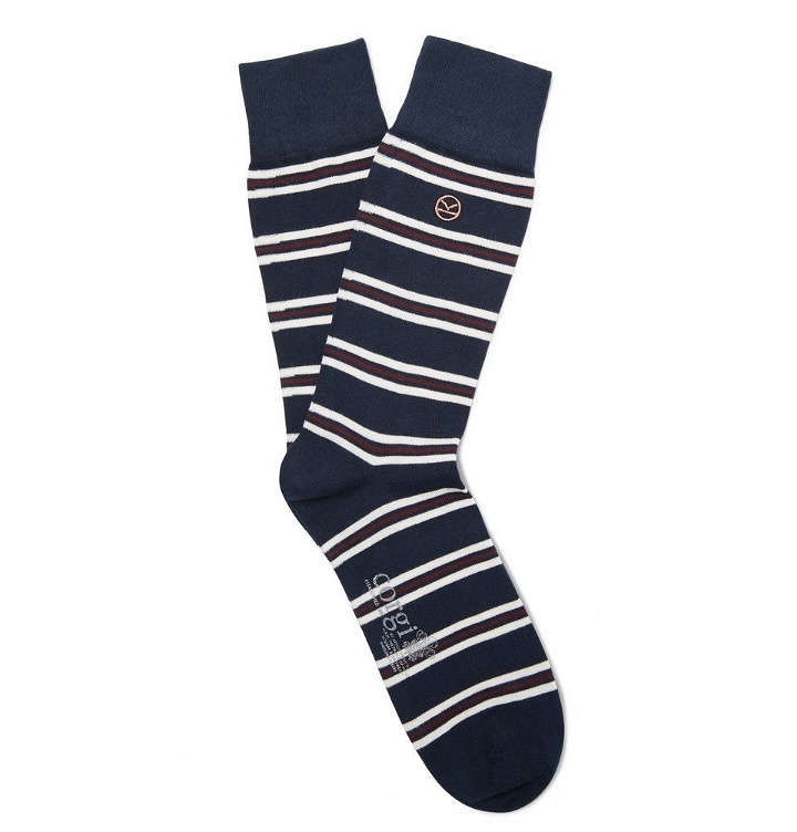 Photo: Kingsman - Striped Cotton-Blend Socks - Navy