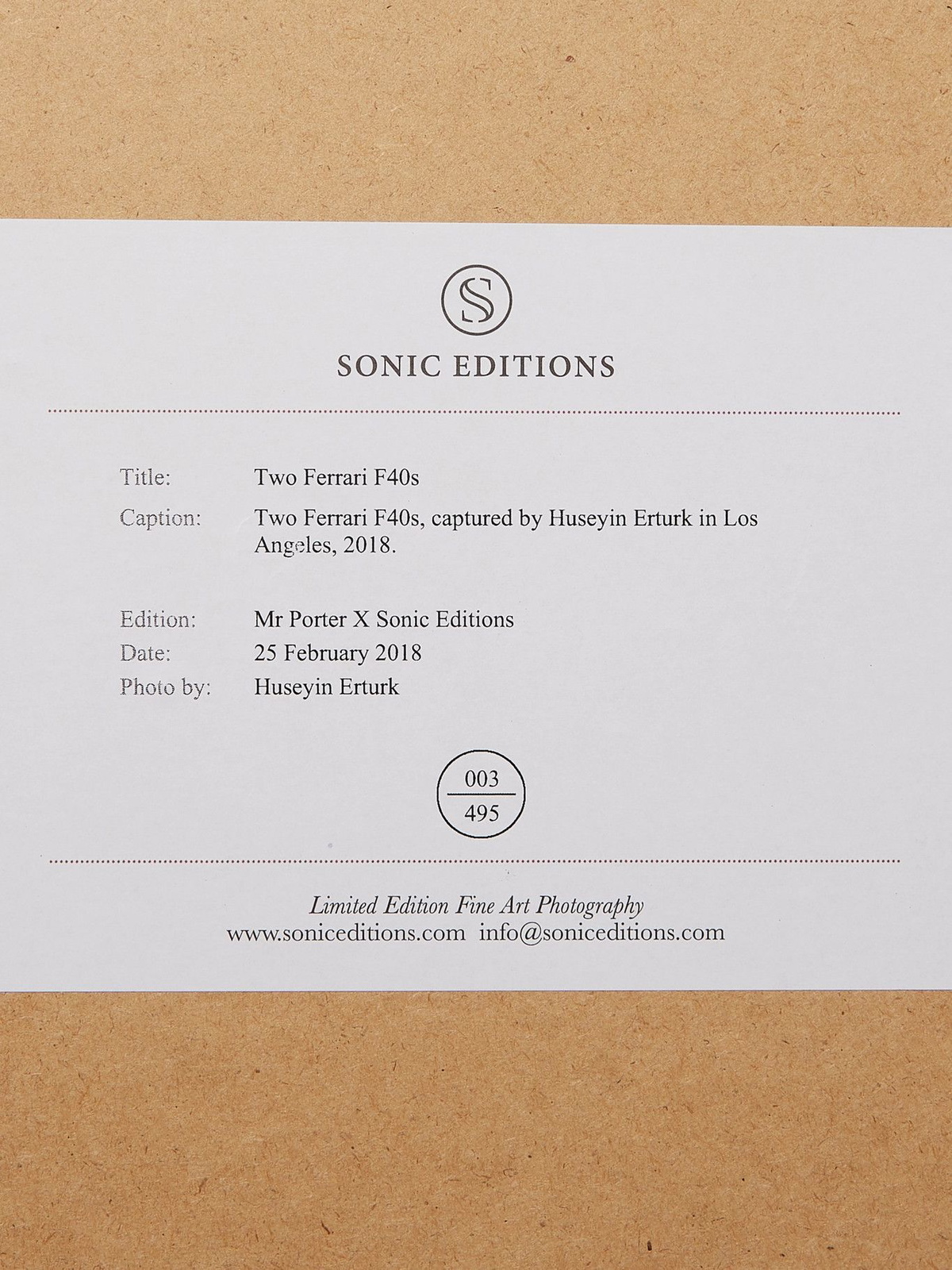 Sonic Editions - Framed 2018 Two Ferrari F40s Print, 16" x 20"