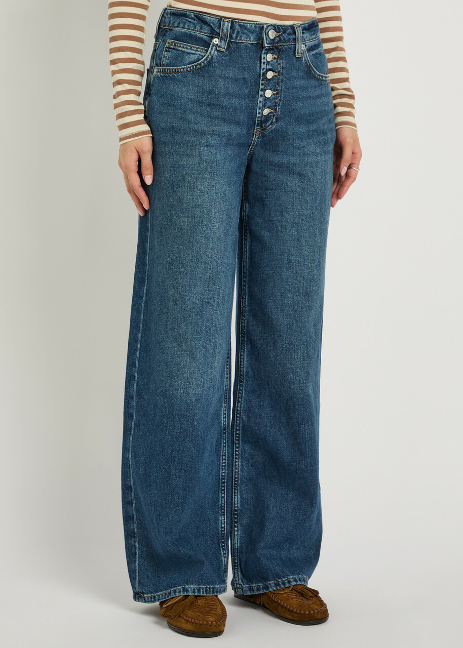 Free People Nia Wide-leg Boyfriend Denim Jeans Light Blue