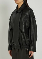 Nour Hammour Micah Grained Leather Jacket Black