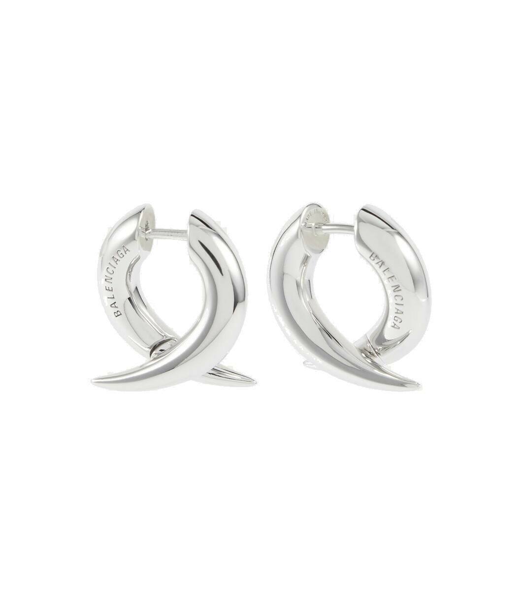 Balenciaga Force Horn XS sterling silver hoop earrings Balenciaga