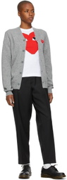 COMME des GARÇONS PLAY Grey Asymmetric Double Heart Patch Cardigan