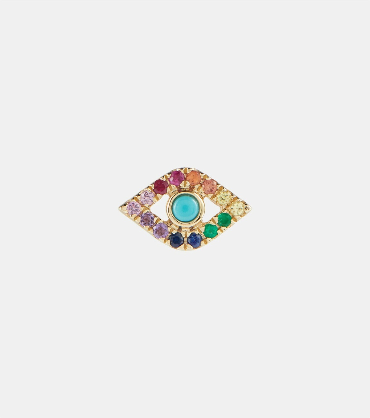 Sydney Evan Evil Eye 14kt gold single earring with turquoise and diamonds