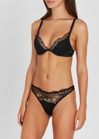 Fleur OF England Signature Silk-blend Plunge bra Black
