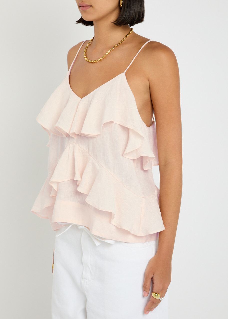 Skall Studio Benedicte Ruffled Linen top Light Pink