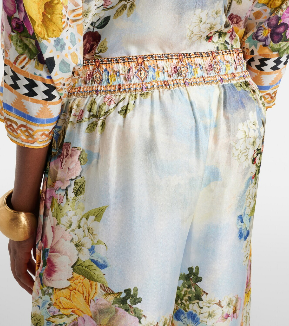 Camilla Printed silk wide-leg pants