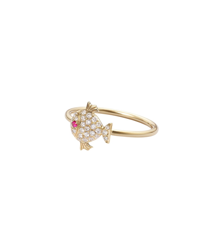 Photo: Yvonne Léon Petit Poisson 18kt gold ring with diamonds and rubies